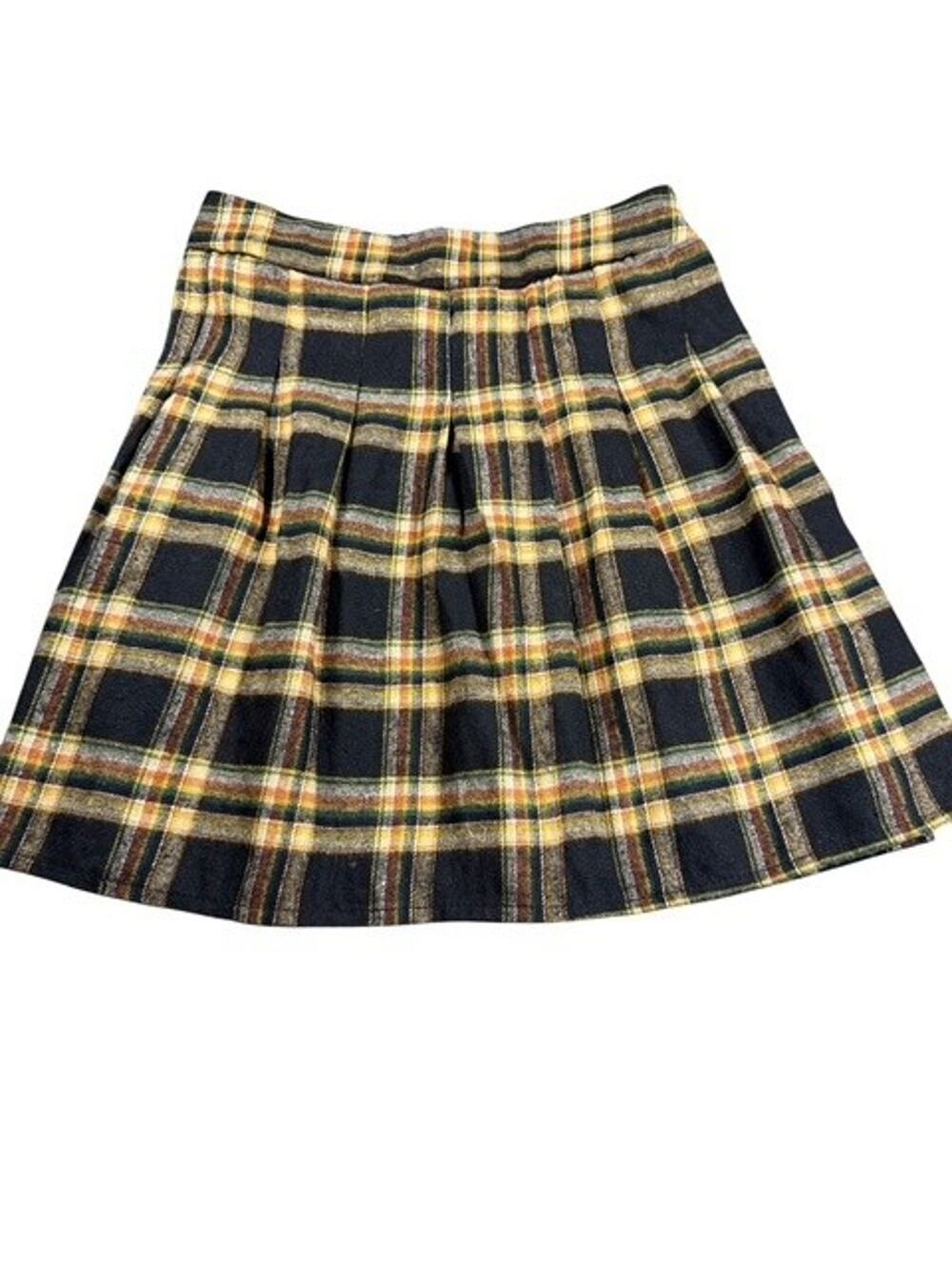SHEIN Skirt Girls 160 Plaid Yellow Black Pleated School Uniform Classic Youth